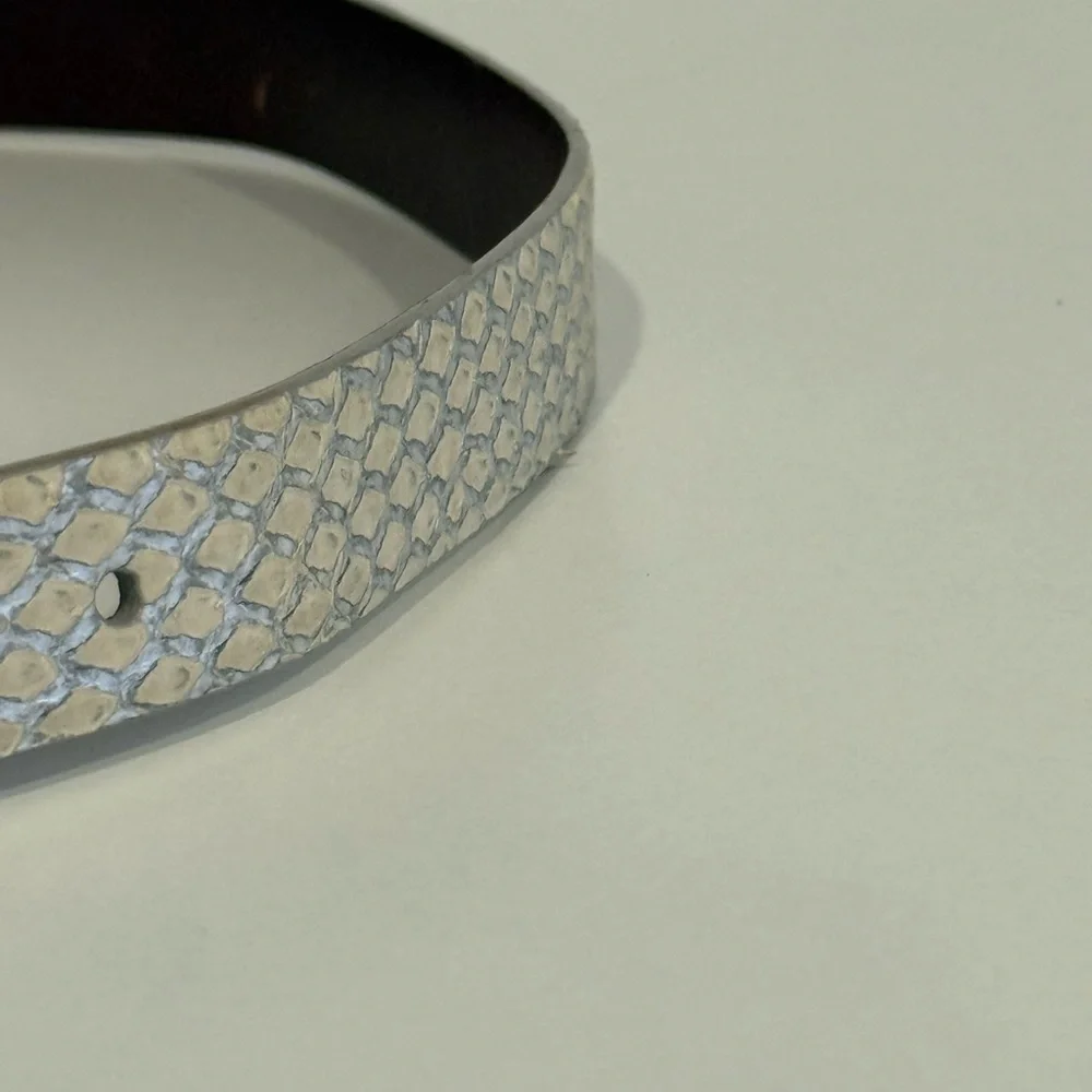 Calvin Klein Vintage 90's silver and ivory python leather belt made in Italy